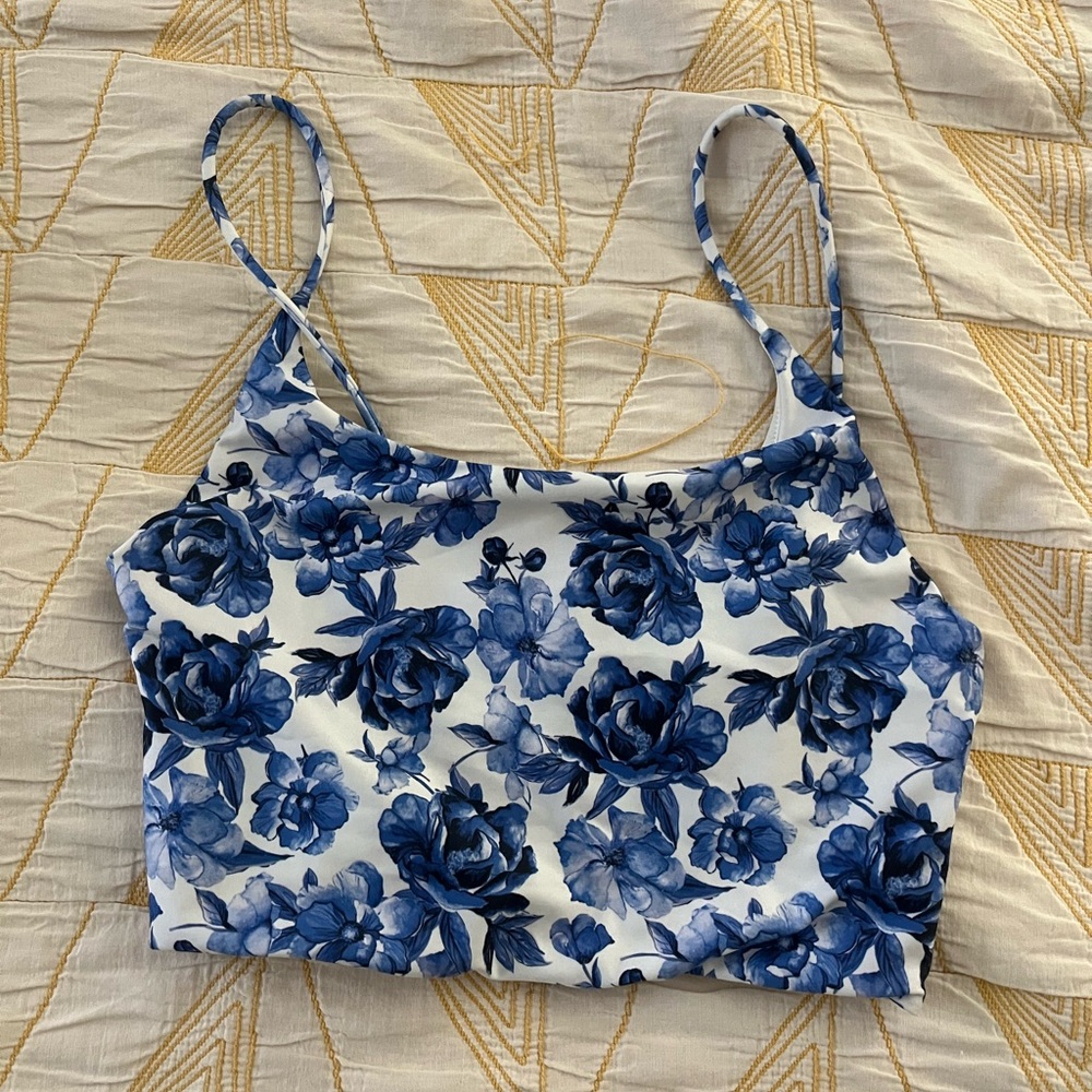Alice + Olivia White and Blue Floral Camisole